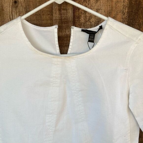 Banana Republic White Denim Stretch Crewneck Short Sleeve Pull-over Top - Picture 5 of 6